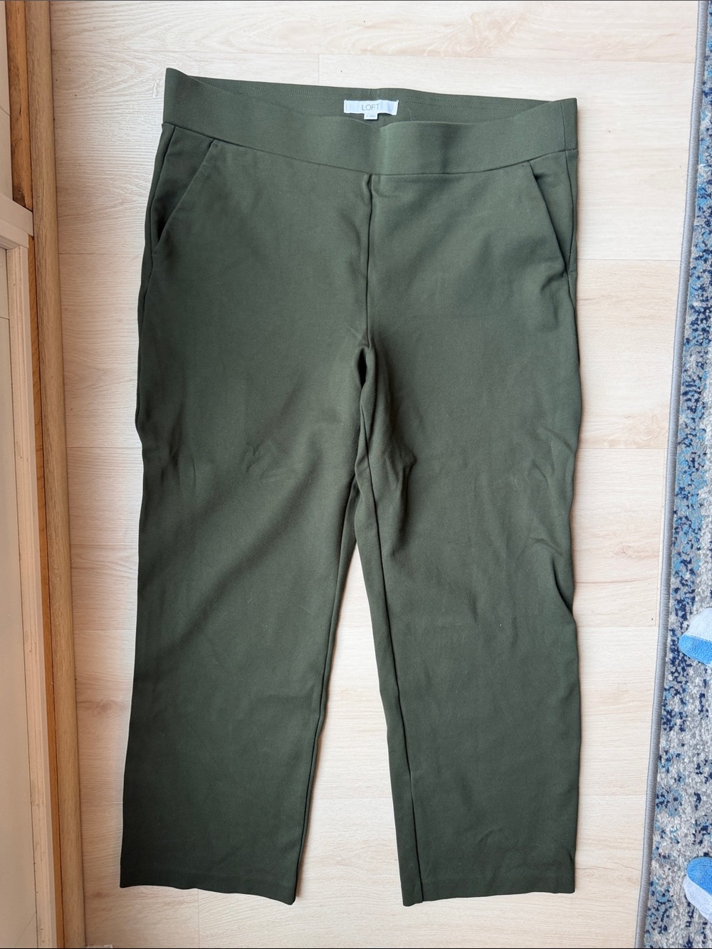 LOFT Dark Olive Pull-On Ponte Trousers
